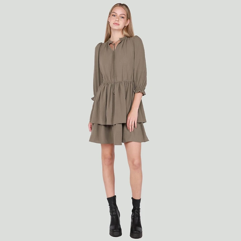 DV Mini-robe à manches trois quarts et col en V