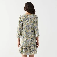 DV Printed Satin Ruffled-Hem Mini Dress