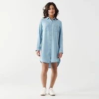 DV Mini button down denim shirt dress with L/S