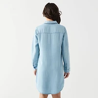 DV Mini button down denim shirt dress with L/S