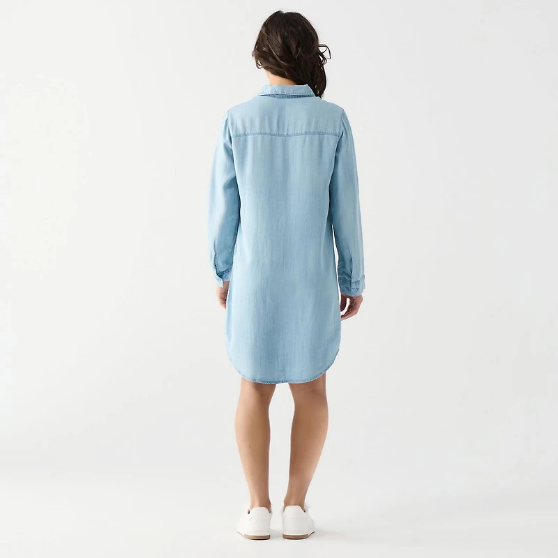 DV Mini button down denim shirt dress with L/S