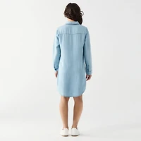 DV Mini button down denim shirt dress with L/S