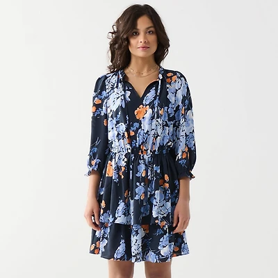 DV Three quarter sleeve, V-neck mini dress