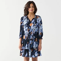DV Three quarter sleeve, V-neck mini dress