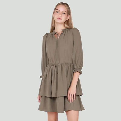 DV Mini-robe à manches trois quarts et col en V