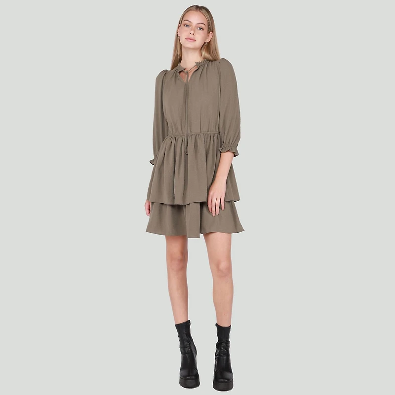 DV Three quarter sleeve, V-neck mini dress