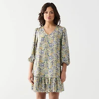 DV Robe courte à imprimé en satin avec ourlet à volants