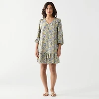 DV Robe courte à imprimé en satin avec ourlet à volants