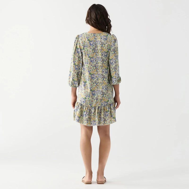 DV Robe courte à imprimé en satin avec ourlet à volants