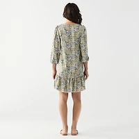 DV Robe courte à imprimé en satin avec ourlet à volants