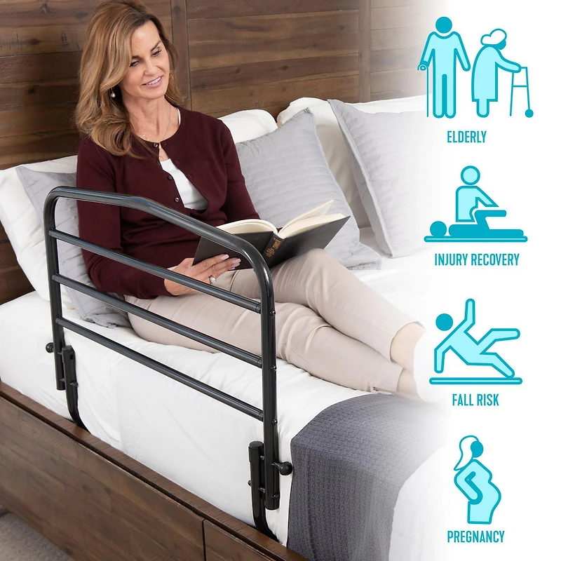 Stander 30 inch Bed Rail for Seniors, Adjustable Bed Assist Rails for Elderly Adult Support