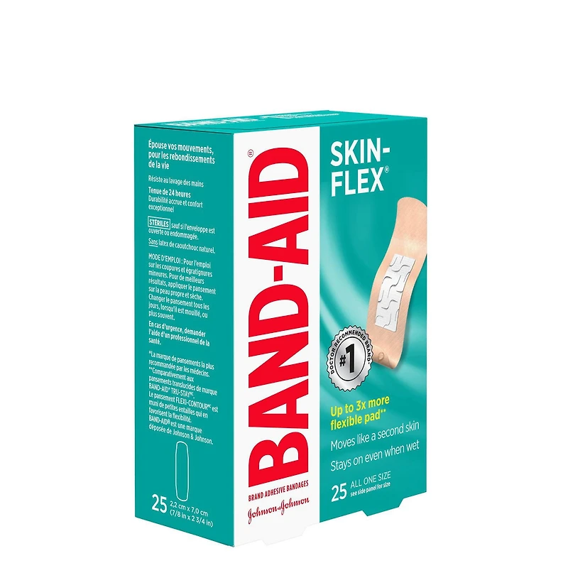 Pansements adhésifs FLEXI-CONTOUR de marque BAND-AID® pour les coupures et égratignures, 25 pansements, un format