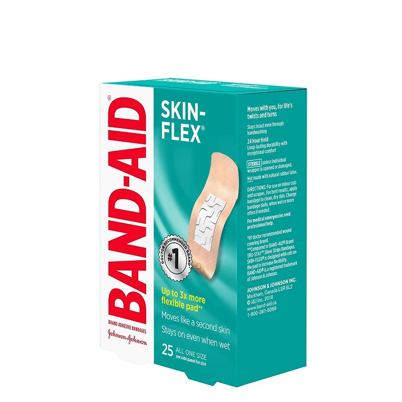 Pansements adhésifs FLEXI-CONTOUR de marque BAND-AID® pour les coupures et égratignures, 25 pansements, un format
