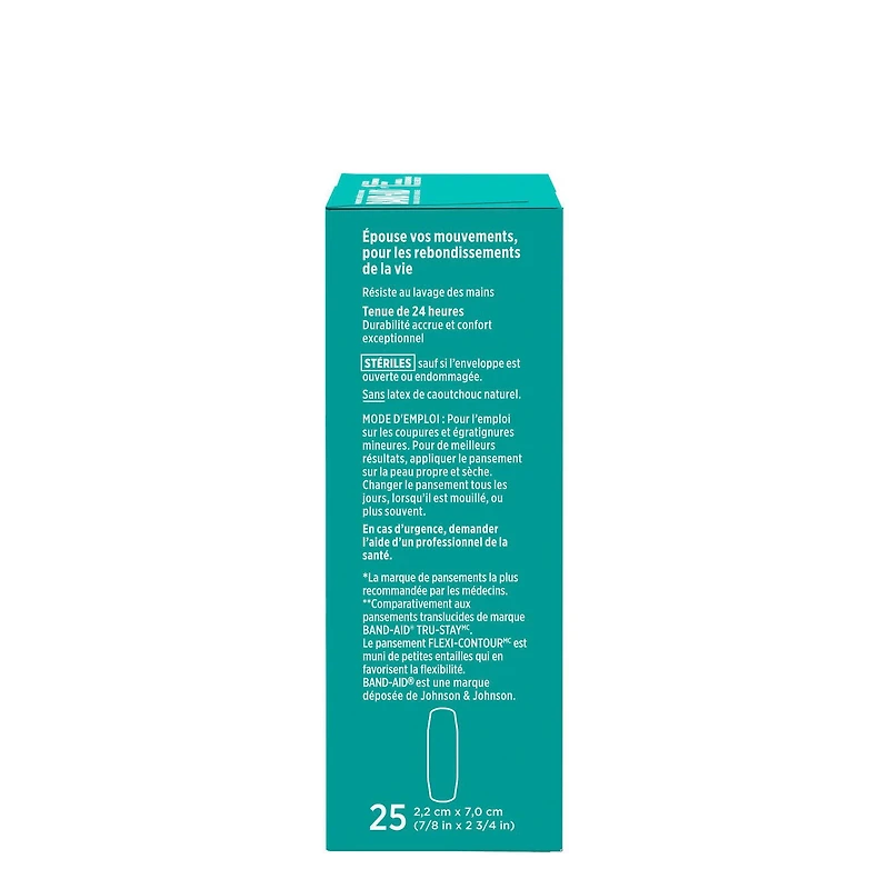 Pansements adhésifs FLEXI-CONTOUR de marque BAND-AID® pour les coupures et égratignures, 25 pansements, un format
