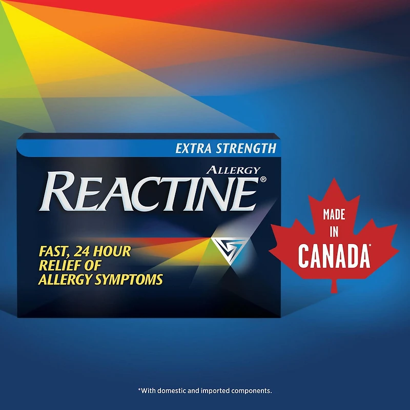 Reactine Extra Strength Antihistamine Tablets - 10mg Cetirizine Hydrochloride - 24 Hour Allergy Relief Medicine, 48 Count