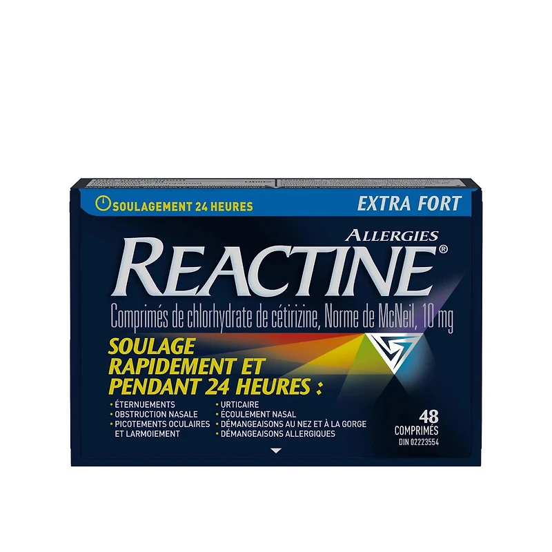 Reactine Extra Strength Antihistamine Tablets - 10mg Cetirizine Hydrochloride - 24 Hour Allergy Relief Medicine, 48 Count