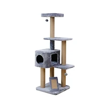 Vibrant Life 5-Level Cat Tree Tower with Condo and Natural Jute Scratching Posts and Pad, 55 Inch with Solid Condo