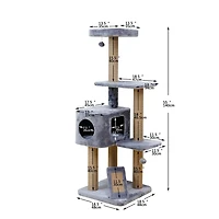 Vibrant Life 5-Level Cat Tree Tower with Condo and Natural Jute Scratching Posts and Pad, 55 Inch with Solid Condo