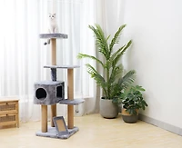 Vibrant Life 5-Level Cat Tree Tower with Condo and Natural Jute Scratching Posts and Pad, 55 Inch with Solid Condo