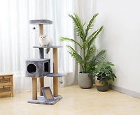 Vibrant Life 5-Level Cat Tree Tower with Condo and Natural Jute Scratching Posts and Pad, 55 Inch with Solid Condo