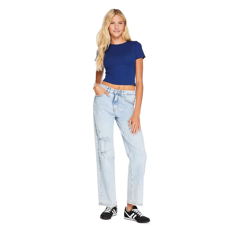 No Boundaries Women's Rib Baby Tee