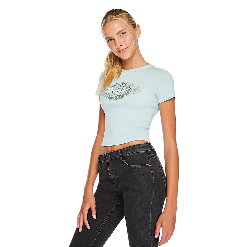 No Boundaries Women's Rib Baby Tee
