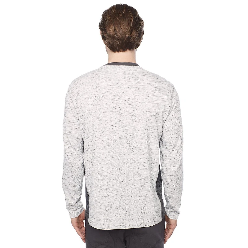 Dark Black Men's Long-Sleeve Graphic Henley T-Shirt