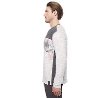 Dark Black Men's Long-Sleeve Graphic Henley T-Shirt