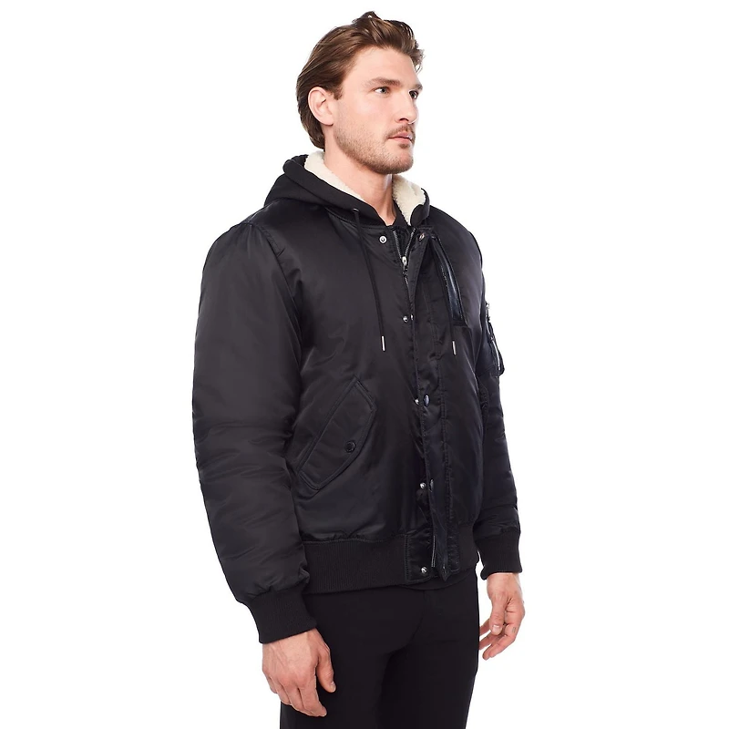 Manteau avec capuchon Dark Black pour homme