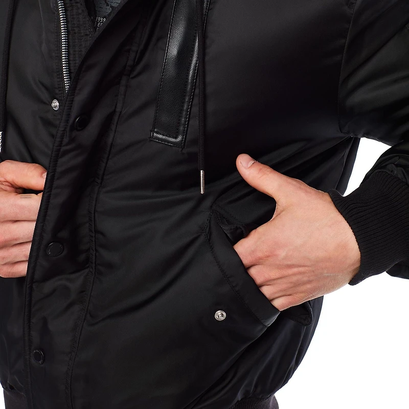 Dark Black Men's Hooded Bomber Jacket