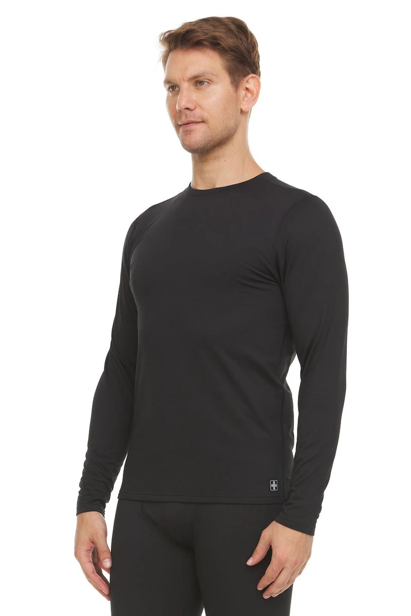 Haut à manches longues et à encolure creuse en couche de base Swiss Tech pour homme