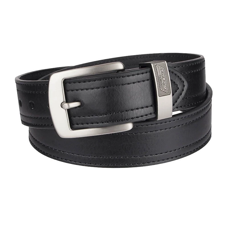 Ceinture noire en cuir industriel Genuine Dickies pour hommes avec logo d'anneau métallique de 40 mm Tailles 34 à 44