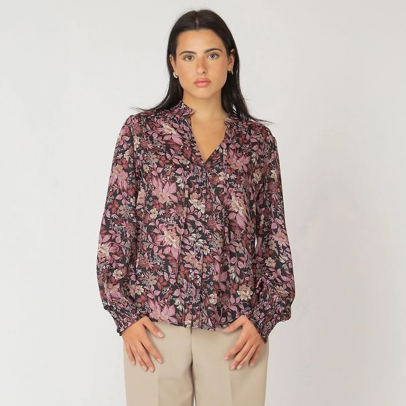 Devoted blouse à manches longues imprimé floral