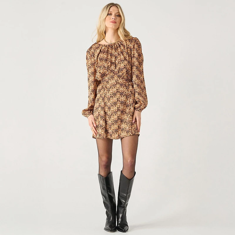 Devoted Long sleeve smocked waist mini dress