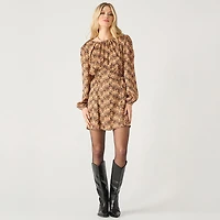 Devoted Long sleeve smocked waist mini dress