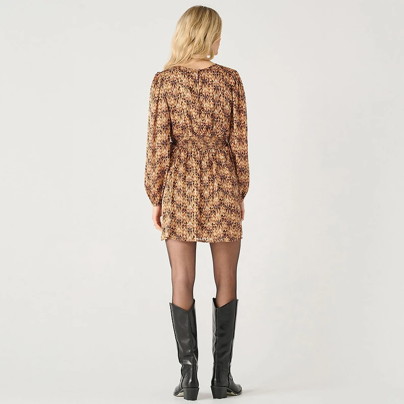 Devoted Long sleeve smocked waist mini dress