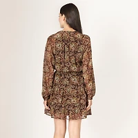 Devoted Mini-robe à manches longues boutonnées avec jupe volants