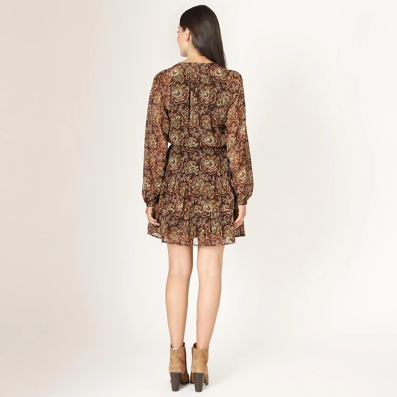 Devoted Mini-robe à manches longues boutonnées avec jupe volants