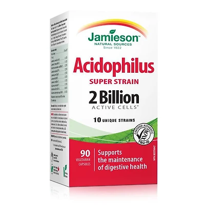 Jamieson Capsules Super Souche Acidophilus - 2 Milliards de Cellules Actives 90 comprimés