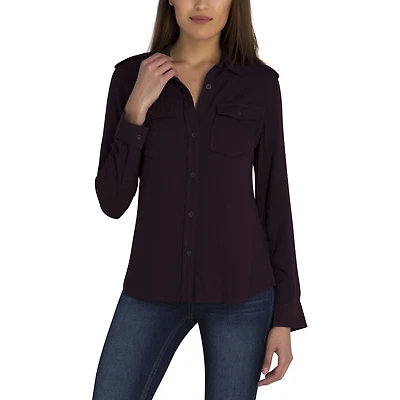 Jordache Women's Super Soft Military Denim Shirt