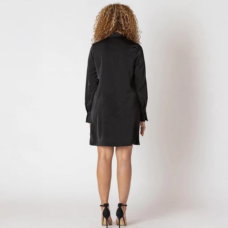 Devoted Mini robe à manches longues et col en V avec écharpe de cou