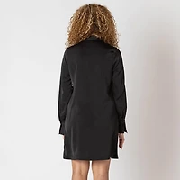 Devoted Mini robe à manches longues et col en V avec écharpe de cou