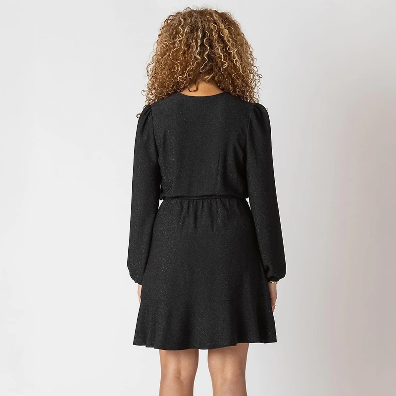 Devoted L/S wrap mini dress<br>