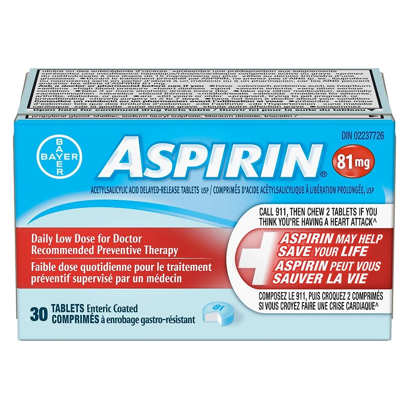 ASPIRIN 81mg Quick Chews, Enteric Coated, 30 Tablets
