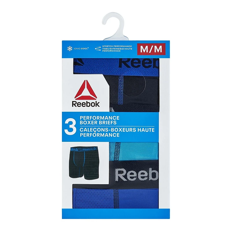 Reebok Men's Underwear 3 Pack Ionic Cool Performance Boxer Briefs