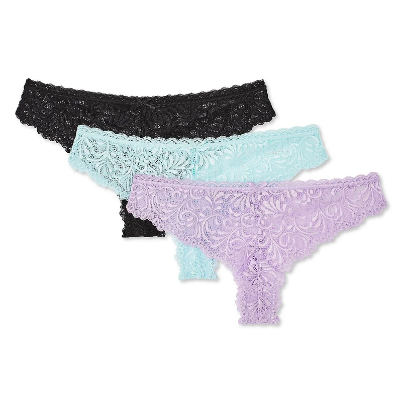 George Women's Galloon Lace Thongs 3-Pack