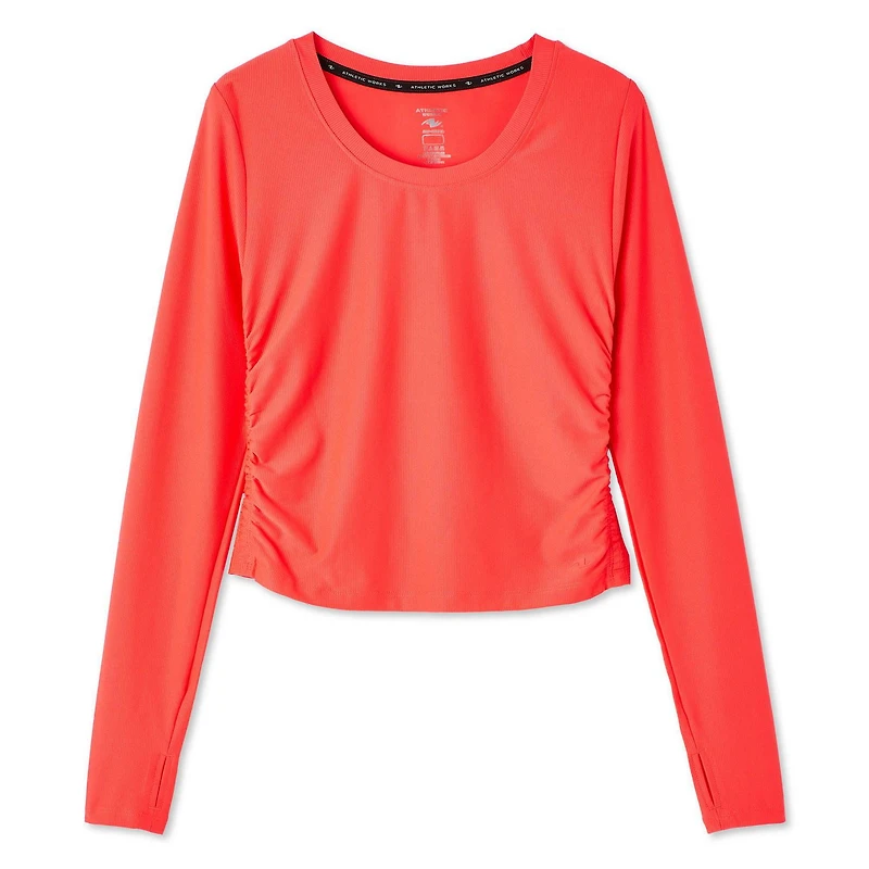 T-shirt écourté ruché Athletic Works pour femmes Tailles TP–TTG