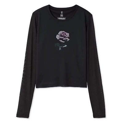 No Boundaries Women's Long Sleeve Mesh Tee, Sizes XS-XXL