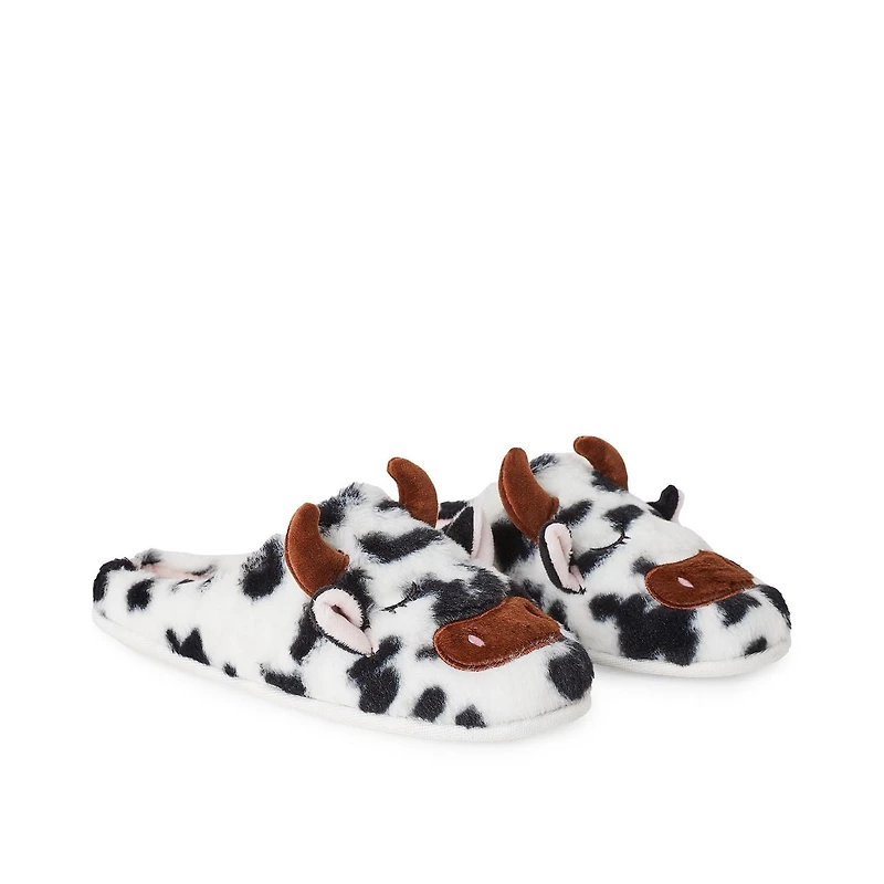 Pantoufles à motif de vache Time and Tru pour femmes