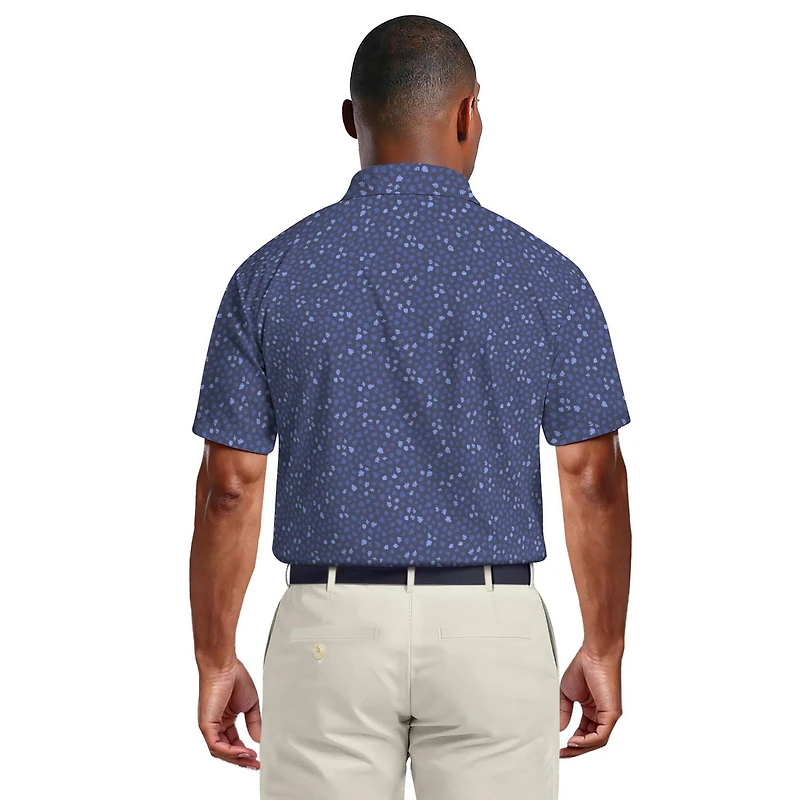 Ben Hogan Performance Men's Fall Micro Leaf Print Golf Polo Shirt,